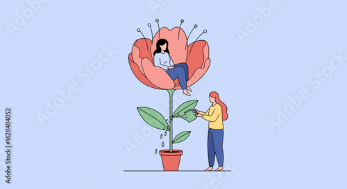 Nurturing personal growth embracing inner strength and flourishing with support and care every single day
