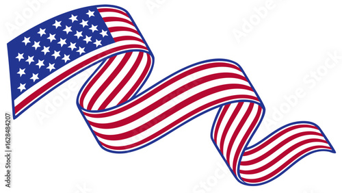 
Vector illustration of Red Ribbon Banner Inspired by the American Flag – Patriotic Stripe with Stars for USA Themed Designs, Independence Day Decorations, and National Celebration Graphics

