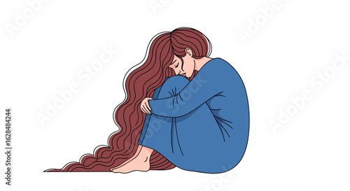 The solitary figure huddled in despair reflecting on life's challenges and inner turmoil