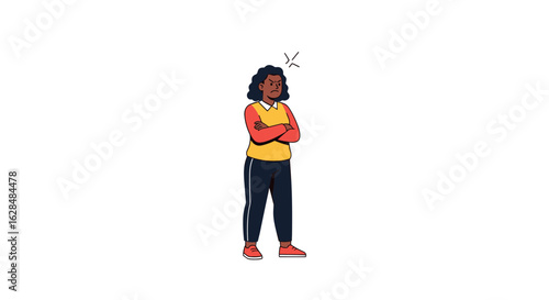 Frustrated young woman standing arms crossed looking annoyed with crossed arms and angry face expressing displeasure and irritation in a casual outfit