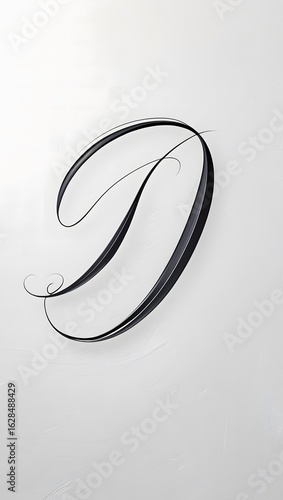 Elegant Calligraphic Letter 'D' with a Flourish, Perfect for Branding, Design Projects, or Personalized Stationery on a Clean White Background