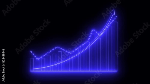 Wallpaper Mural The business graph icon represents data analysis, often shown as bars or lines, indicating trends, growth line graph on a black background. Torontodigital.ca