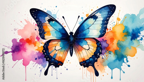 Beautiful and colorful watercolor splash painting of a 