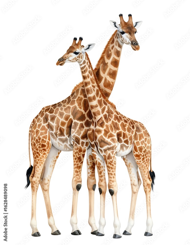 Obraz premium Two giraffes facing forward (1)