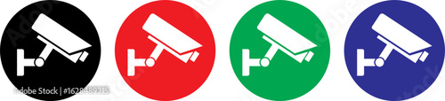 Video cam silhouette vector icon isolated on colorful background. Video surveillance security camera flat icon for web, mobile apps and user interface design stock illustration.