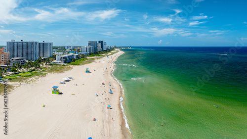 Photos Panoramic drone view of Pompano Beach, Florida with city and ocean