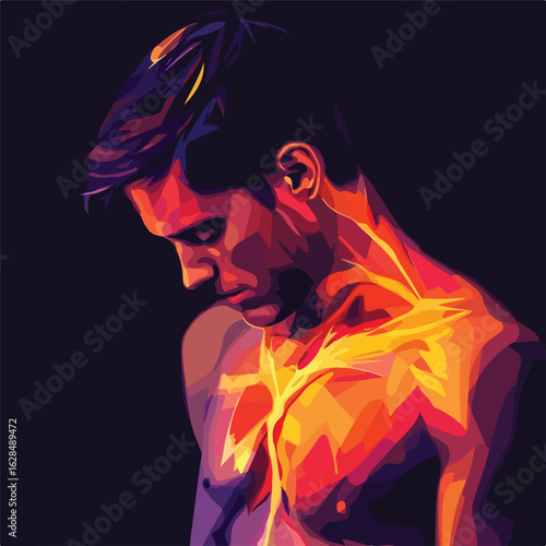 Man with Chest Pain Abstract Health Concept