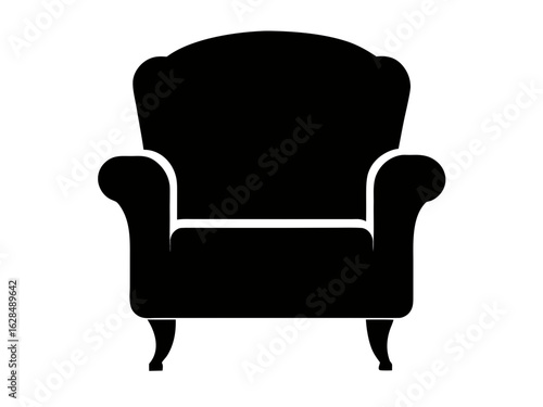 vintage Armchair icon, Armchair  black silhouette vector on white background