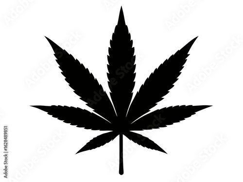 Cannabis leaf silhouette, marijuana leaf  black silhouette vector