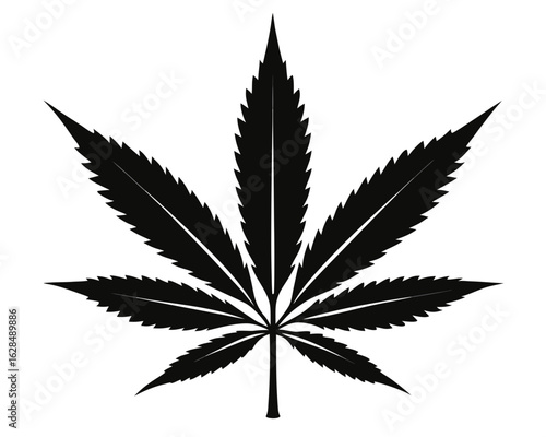 Cannabis leaf silhouette, marijuana leaf  black silhouette vector