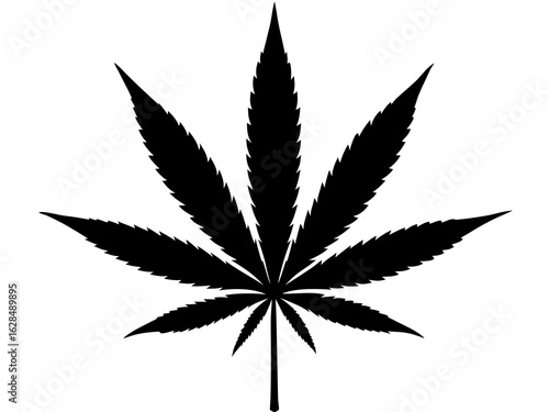 Cannabis leaf silhouette, marijuana leaf  black silhouette vector