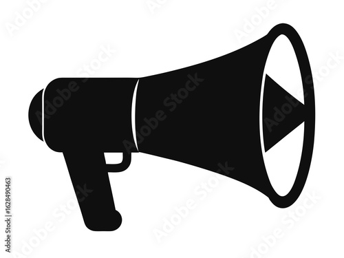 Megaphone  black silhouette vector icon,hand holding Megaphone