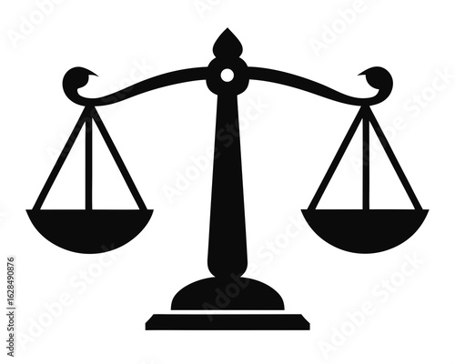 scale  icon,justice scale  black silhouette vector white background