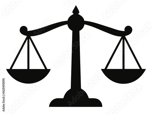 scale  icon,justice scale  black silhouette vector white background