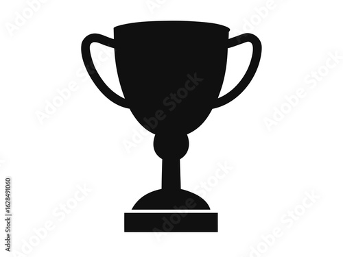 Trophy cup silhouette, award prize icon illustration white background