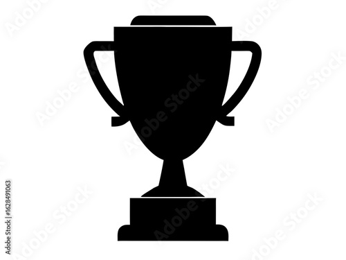 Trophy cup silhouette, award prize icon illustration white background