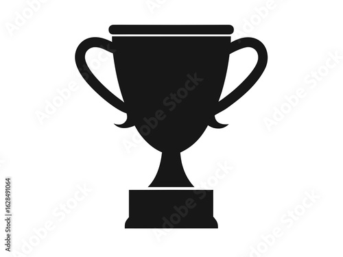 Trophy cup silhouette, award prize icon illustration white background