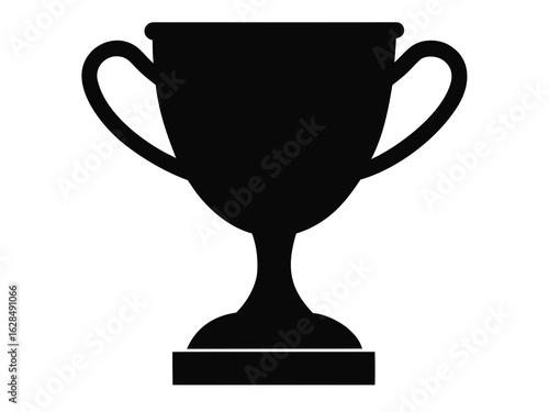 Trophy cup silhouette, award prize icon illustration white background