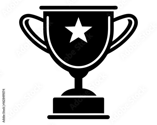 Trophy cup silhouette, award prize icon illustration white background