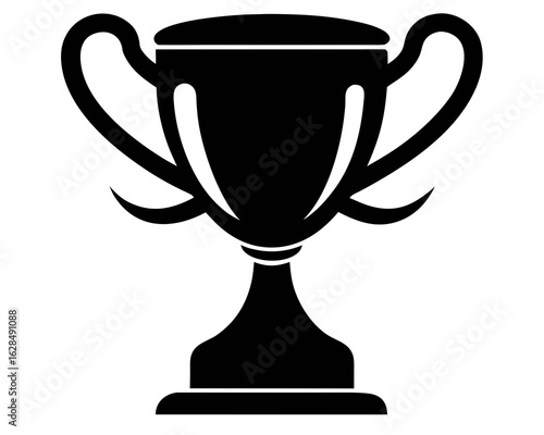 Trophy cup silhouette, award prize icon illustration white background