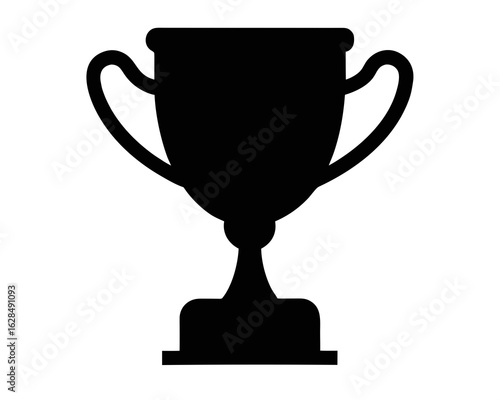 Trophy cup silhouette, award prize icon illustration white background
