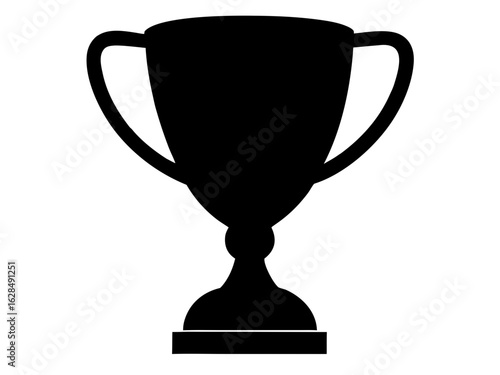 Trophy cup silhouette, award prize icon illustration white background