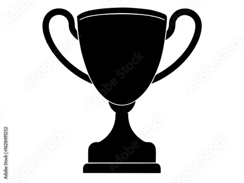 Trophy cup silhouette, award prize icon illustration white background