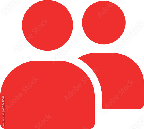 Two red people icons on white background two people