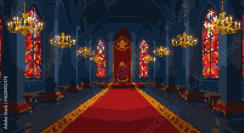 Majestic Pixel Art Royal Throne Room