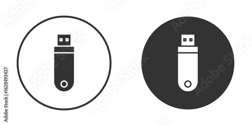usb drive icon in black solid flat silhouette designs