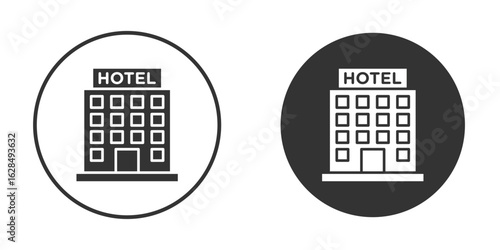 hotel icon in black solid flat silhouette designs