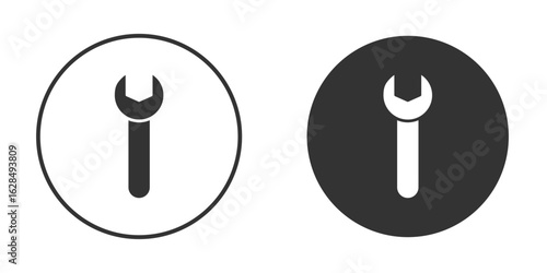 Wrench icon in black solid flat silhouette designs