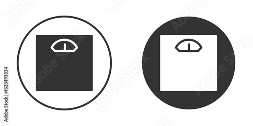 Weight scale icon in black solid flat silhouette designs