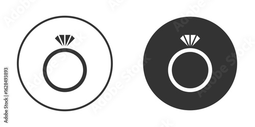 Wedding ring icon in black solid flat silhouette designs
