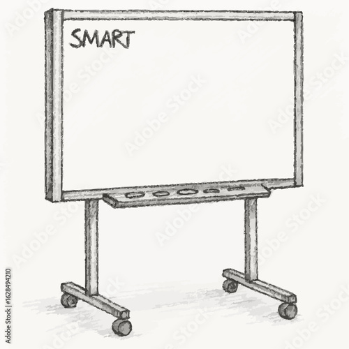 Smart board on wheels in a minimalist design for classroom use  