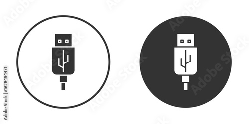USB icon in black solid flat silhouette designs