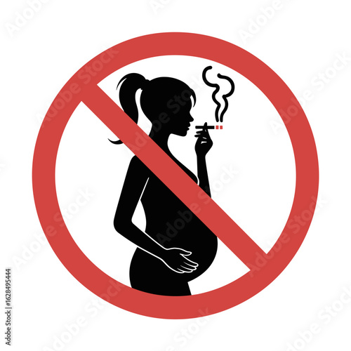 Pregnant Woman, Health Awareness Poster, Urban Environment, Graphic Art