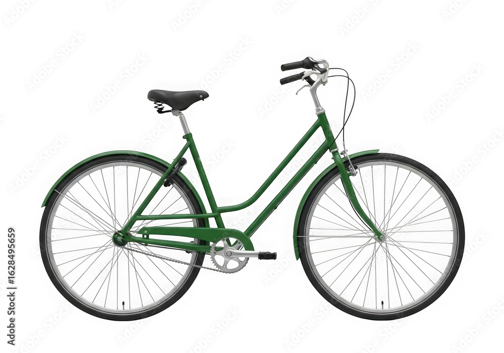 Green bicycle transportation vehicle cycle isolated on transparent background Green bicycle transportation vehicle cycle isolated on transparent background