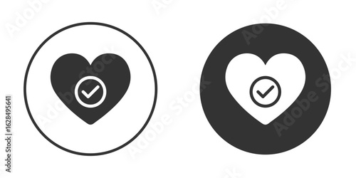Strong heart icon in black solid flat silhouette designs