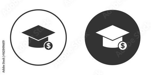 Scholarship icon in black solid flat silhouette designs