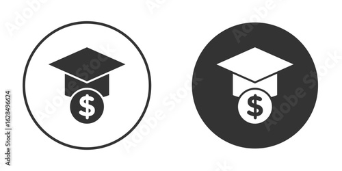 Scholarship fund icon in black solid flat silhouette designs