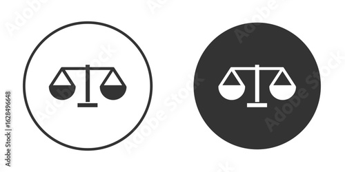 Scales of justice icon in black solid flat silhouette designs