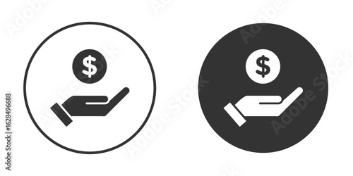 Savings icon in black solid flat silhouette designs