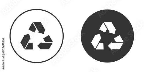 Recycle icon in black solid flat silhouette designs