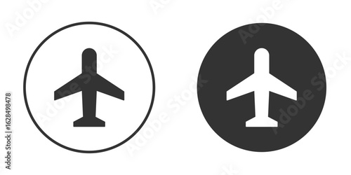 Plane icon in black solid flat silhouette designs