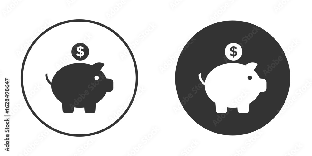 Fototapeta premium Piggy bank icon in black solid flat silhouette designs