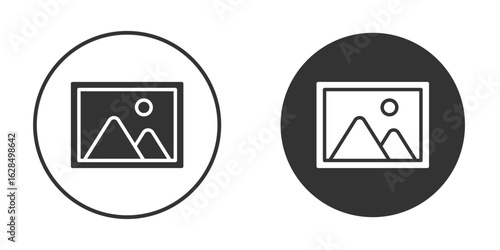 Picture icon in black solid flat silhouette designs