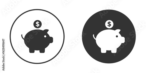 Piggy bank icon in black solid flat silhouette designs