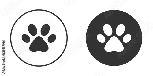 Paw icon in black solid flat silhouette designs