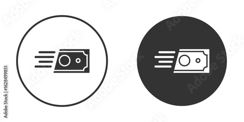 Money transfer icon in black solid flat silhouette designs